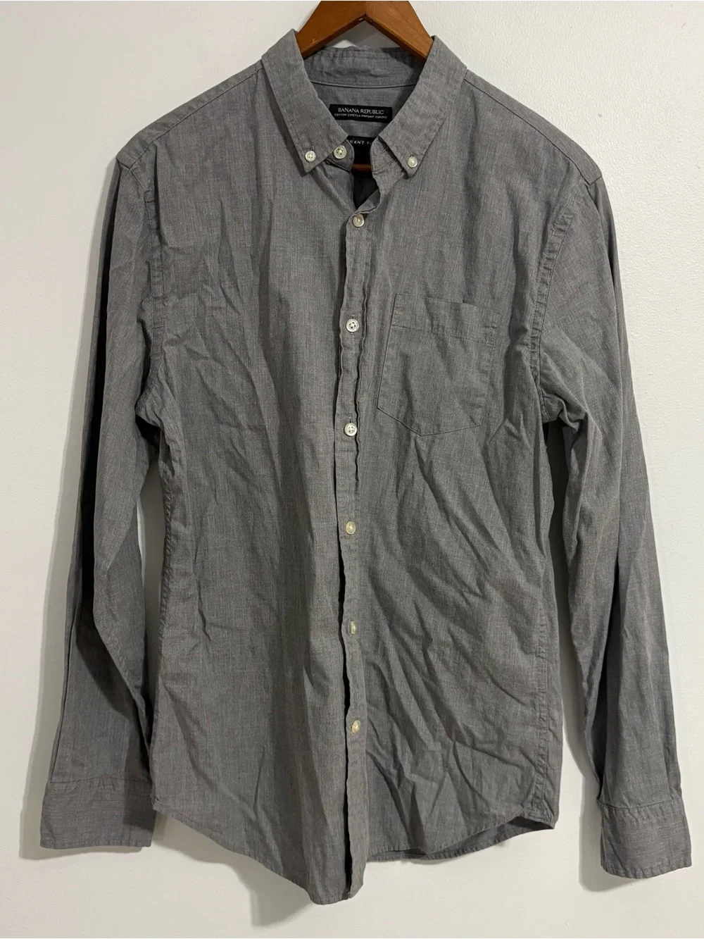 Banana Republic Men’s Medium Cotton Stretch Pinpoint Oxford Casual Preppy Button